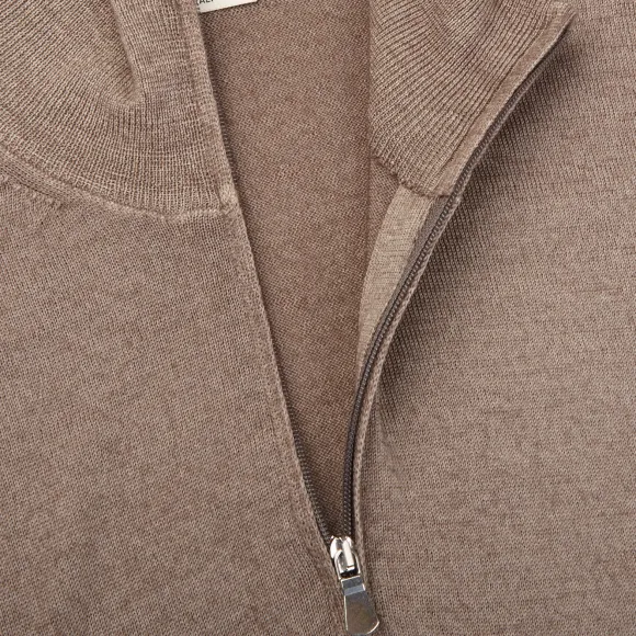 Gran Sasso Knitwear | Brown Vintage Merino Wool 1/4 Sweater