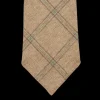 Dreaming Of Monday Ties | Brown Windowpane 7-Fold French Linen Tie