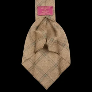 Dreaming Of Monday Ties | Brown Windowpane 7-Fold French Linen Tie