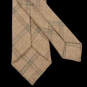 Dreaming Of Monday Ties | Brown Windowpane 7-Fold French Linen Tie