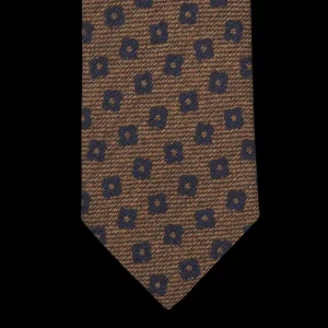 Amanda Christensen Ties | Brown Woven Flowers Lined Tie