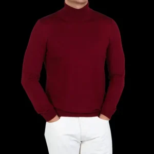 Gran Sasso Knitwear | Burgundy Merino Wool Roll Neck