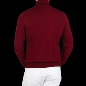 Gran Sasso Knitwear | Burgundy Merino Wool Roll Neck