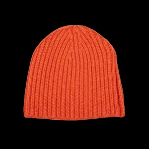 William Lockie Beanies | Burnt Orange Cashmere Ribbed Short Beanie