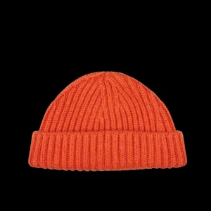 William Lockie Beanies | Burnt Orange Cashmere Ribbed Short Beanie