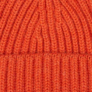 William Lockie Beanies | Burnt Orange Cashmere Ribbed Short Beanie