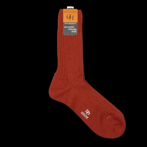 Doré Doré Socks | Burnt Orange Merino Wool Ribbed Socks