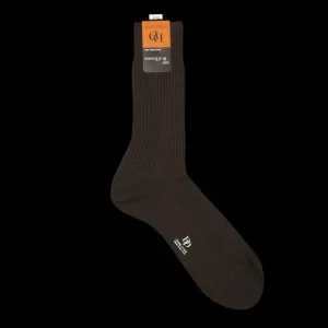 Doré Doré Socks | Cafe Brown Cotton Fil D'Ecosse Ribbed Socks