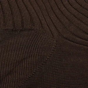 Doré Doré Socks | Cafe Brown Cotton Fil D'Ecosse Ribbed Socks