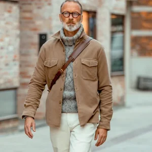 Aspesi Outerwear | Camel Beige Cotton Moleskin Overshirt