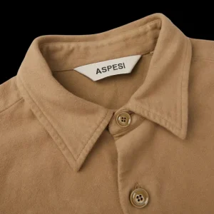 Aspesi Outerwear | Camel Beige Cotton Moleskin Overshirt