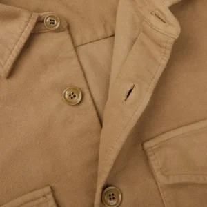 Aspesi Outerwear | Camel Beige Cotton Moleskin Overshirt