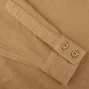 Aspesi Outerwear | Camel Beige Cotton Moleskin Overshirt