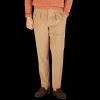Luigi Bianchi Trousers | Camel Beige Cotton Twill Pleated Trousers