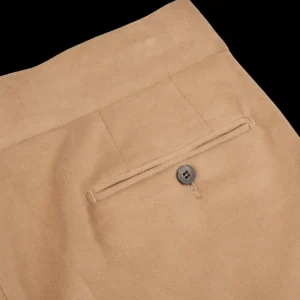 Luigi Bianchi Trousers | Camel Beige Cotton Twill Pleated Trousers