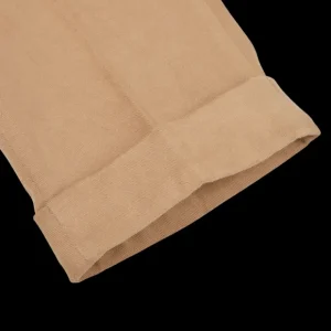Luigi Bianchi Trousers | Camel Beige Cotton Twill Pleated Trousers