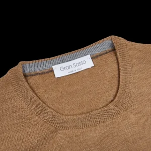 Gran Sasso Knitwear | Camel Beige Extra Fine Merino Crew Neck