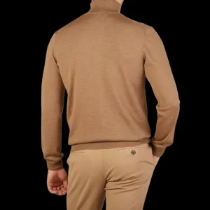 Gran Sasso Knitwear | Camel Beige Extra Fine Merino Roll Neck