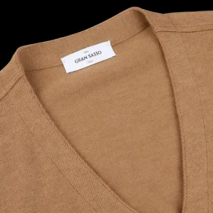 Gran Sasso Knitwear | Camel Beige Knitted Merino Wool Waistcoat