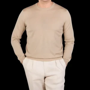 Filippo de Laurentiis Knitwear | Camel Beige Super 120S Merino Crew Neck