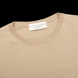 Filippo de Laurentiis Sweaters | Camel Beige Super 120S Merino Crew Neck