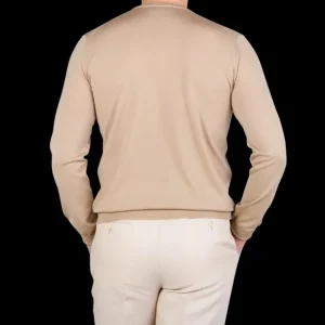 Filippo de Laurentiis Knitwear | Camel Beige Super 120S Merino Crew Neck