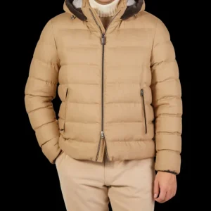 Herno Outerwear | Camel Beige Wool Norfolk Bomber Jacket