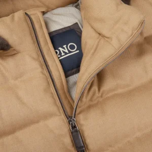 Herno Outerwear | Camel Beige Wool Norfolk Bomber Jacket