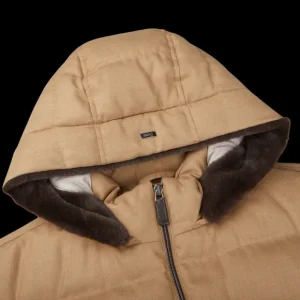 Herno Outerwear | Camel Beige Wool Norfolk Bomber Jacket