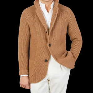 Maurizio Baldassari Knitwear | Camel Beige Zegna Baruffa Wool Brenta Jacket