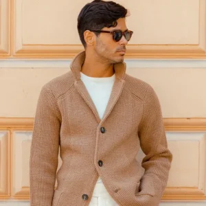 Maurizio Baldassari Knitwear | Camel Beige Zegna Baruffa Wool Brenta Jacket