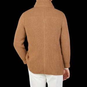 Maurizio Baldassari Knitwear | Camel Beige Zegna Baruffa Wool Brenta Jacket