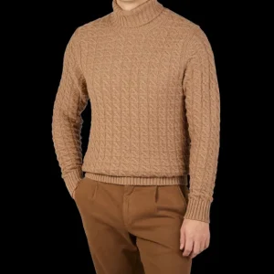 Zanone Knitwear | Camel Brown Alpaca Wool Rollneck