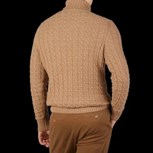 Zanone Knitwear | Camel Brown Alpaca Wool Rollneck