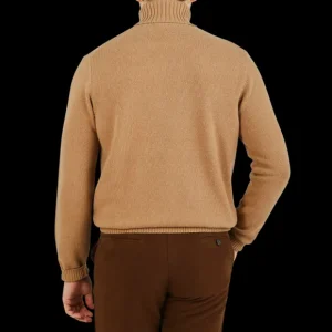 Morgano Knitwear | Camel Brown Heavy Wool Cashmere Rollneck