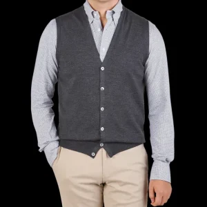 Gran Sasso Knitwear | Charcoal Extra Fine Merino Wool Vest