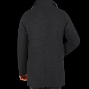 Herno Coats & Jackets | Charcoal Grey Diagonal Wool Fur Car Coat