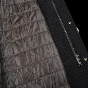 Herno Coats & Jackets | Charcoal Grey Diagonal Wool Fur Car Coat