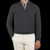 Gran Sasso Knitwear | Charcoal Grey Wool Cashmere 1/4 Zip Sweater