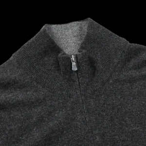 Gran Sasso Knitwear | Charcoal Grey Wool Cashmere 1/4 Zip Sweater