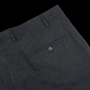 Berwich Trousers | Charcoal Grey Wool Flannel Flat Front Trousers