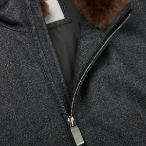 Canali Coats & Jackets | Charcoal Grey Wool Fur Collar Blouson