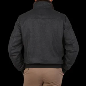 Canali Outerwear | Charcoal Grey Wool Fur Collar Blouson