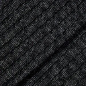 Pantherella Socks | Charcoal Merino Wool Ribbed Ankle Socks