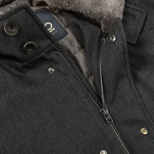 Herno Outerwear | Charcoal Wool Twill Beaver Collar Jacket