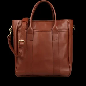 Frank Clegg Tote Bags | Chestnut Tumbled Leather Commuter Tote