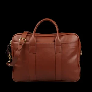 Frank Clegg Briefcases | Chestnut Tumbled Leather Commuter Briefcase