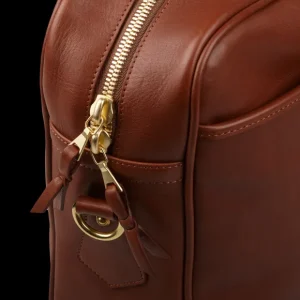 Frank Clegg Briefcases | Chestnut Tumbled Leather Commuter Briefcase