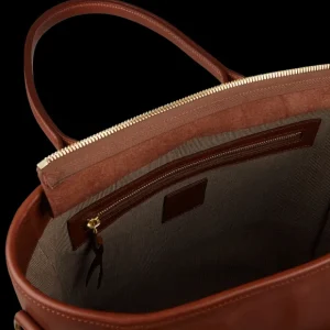 Frank Clegg Tote Bags | Chestnut Tumbled Leather Commuter Tote