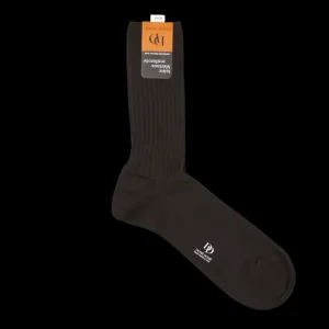 Doré Doré Socks | Chocolate Brown Merino Wool Ribbed Socks